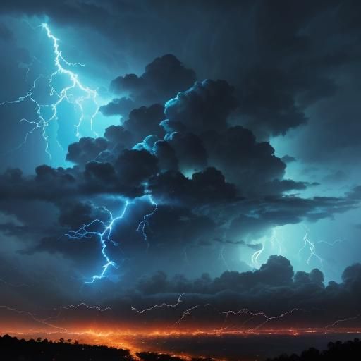 Intense Lightning Storm in Digital Illustration