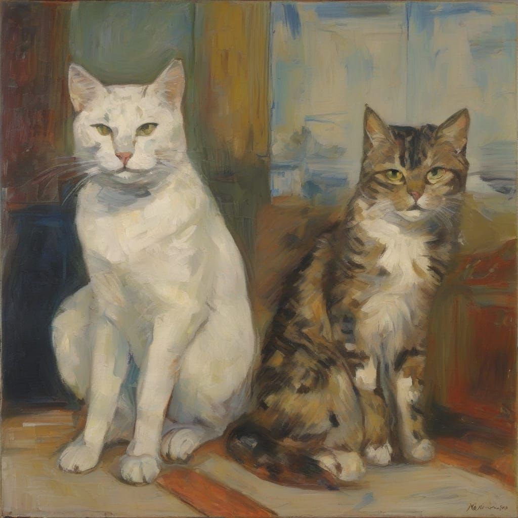 Domesticated Cat Portrait in Expressionist Style