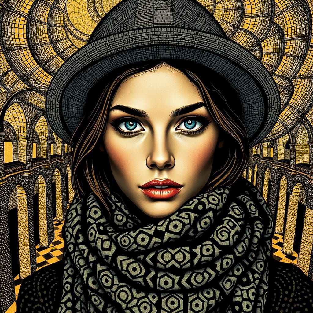 Adriana Lima Tessellated in Klimt Style