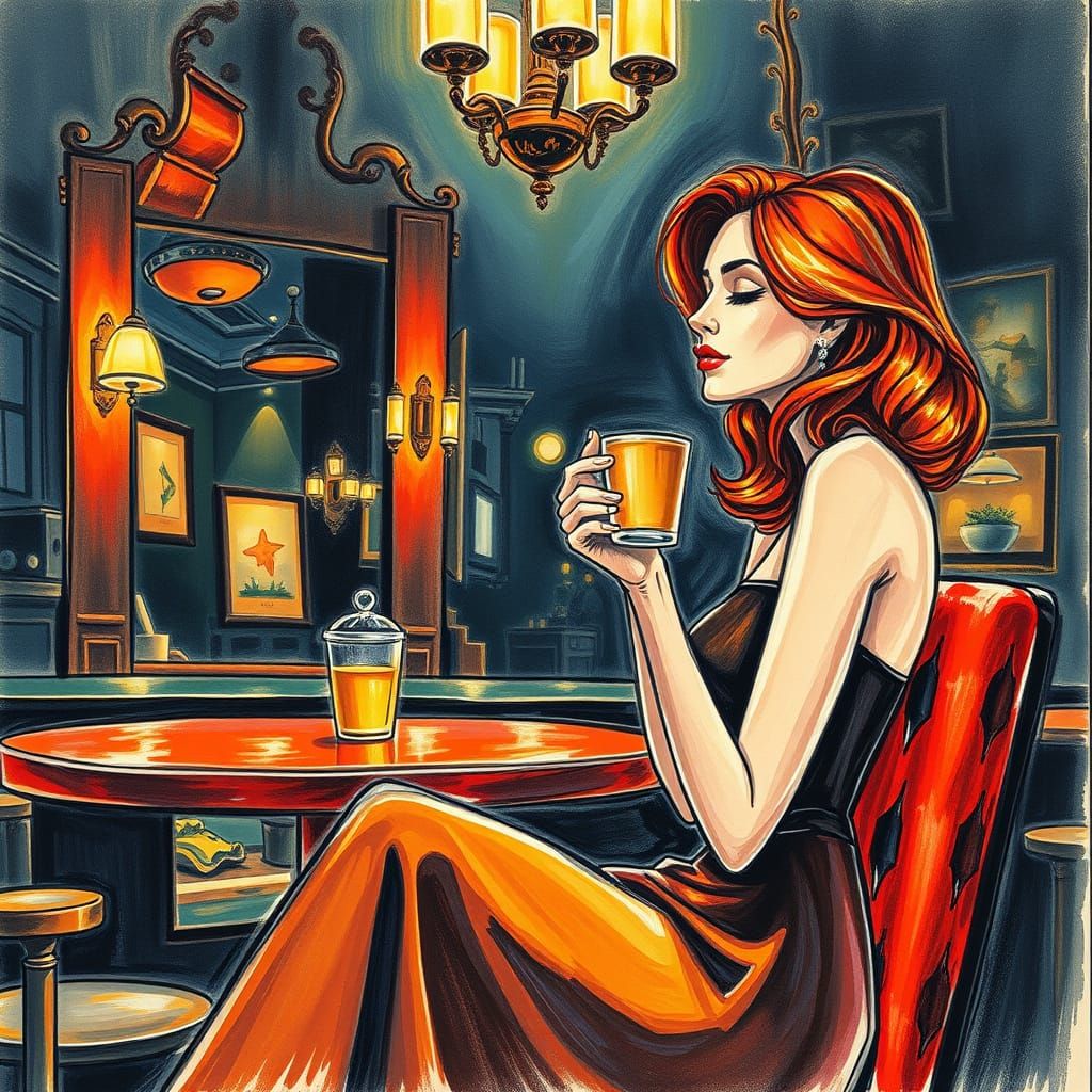 Nightcafe Scene in Crayon Style