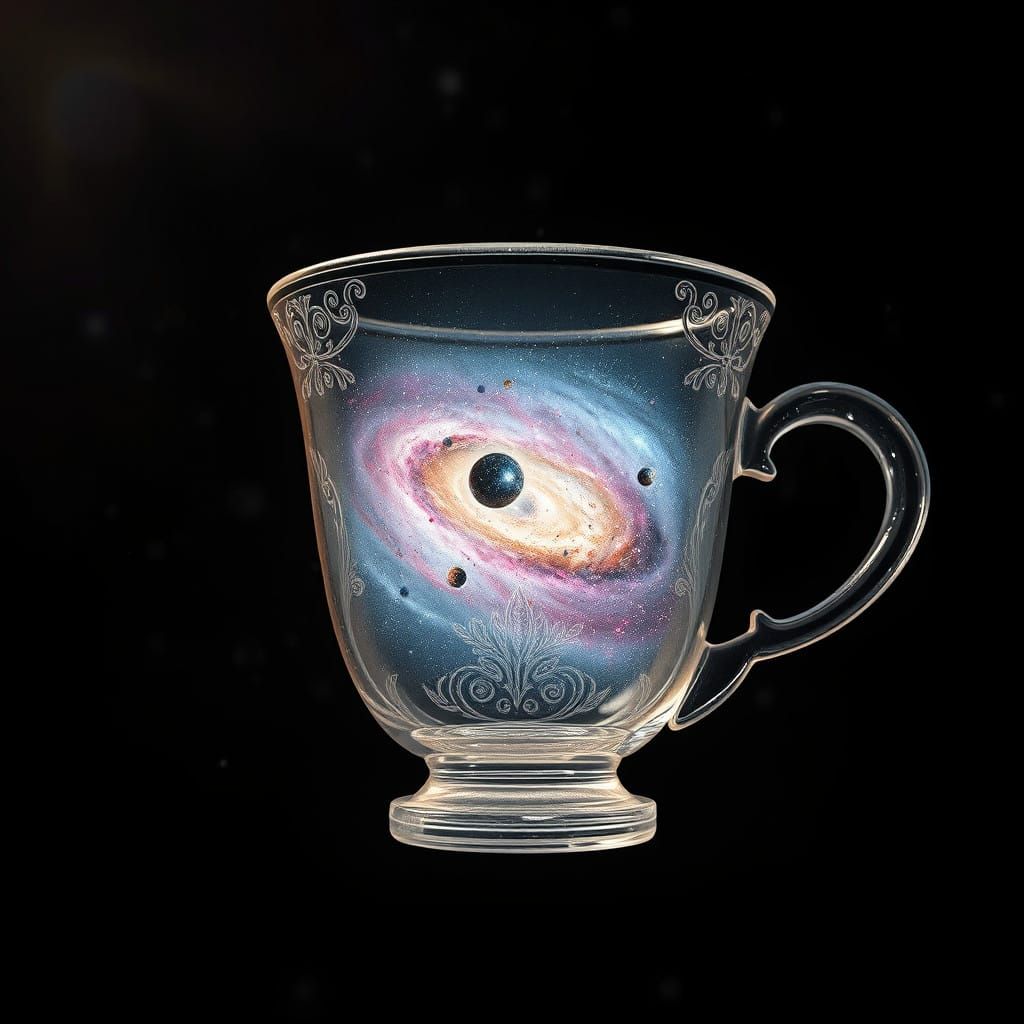 Galactic Vortex in an Ornate Glass Vessel