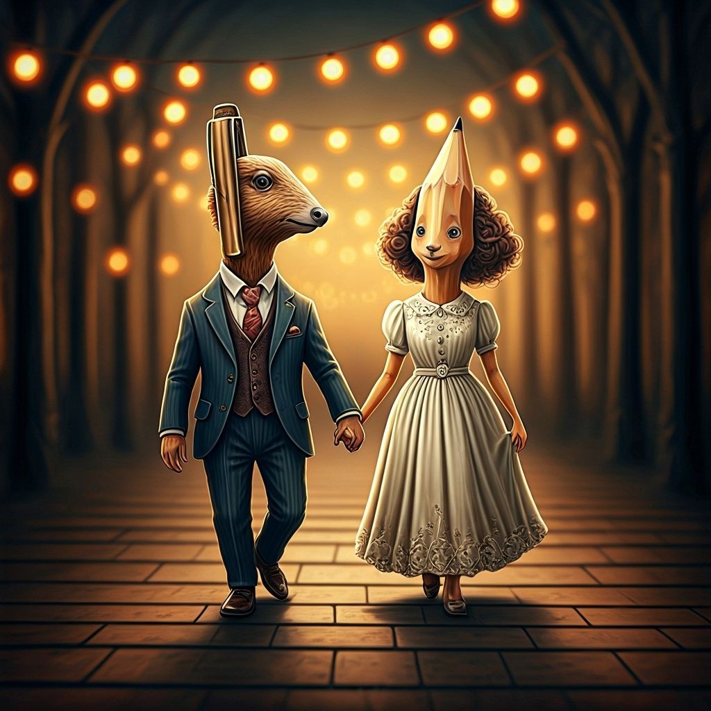 Pen and Pencil Date Night Illustration