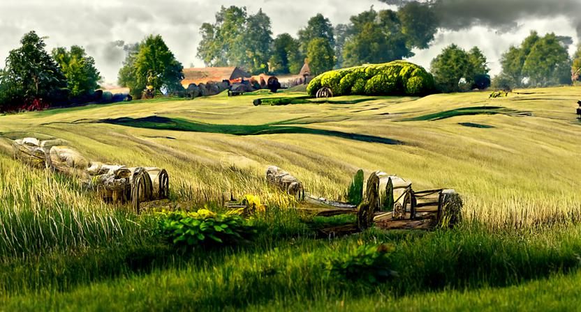 Detailed English Farm Landscape in Digital Art