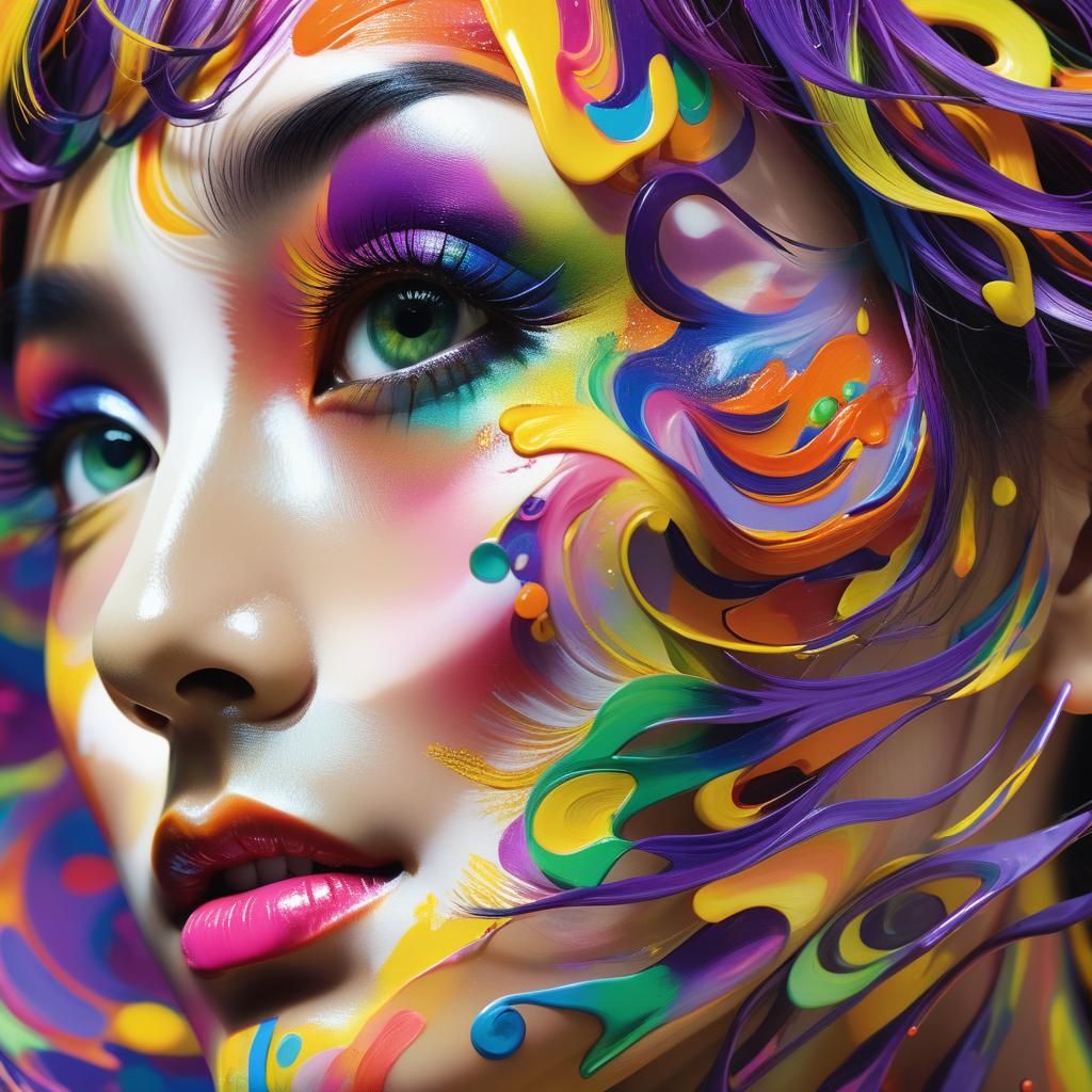 Psychedelic Portrait Art with Swirling Colors