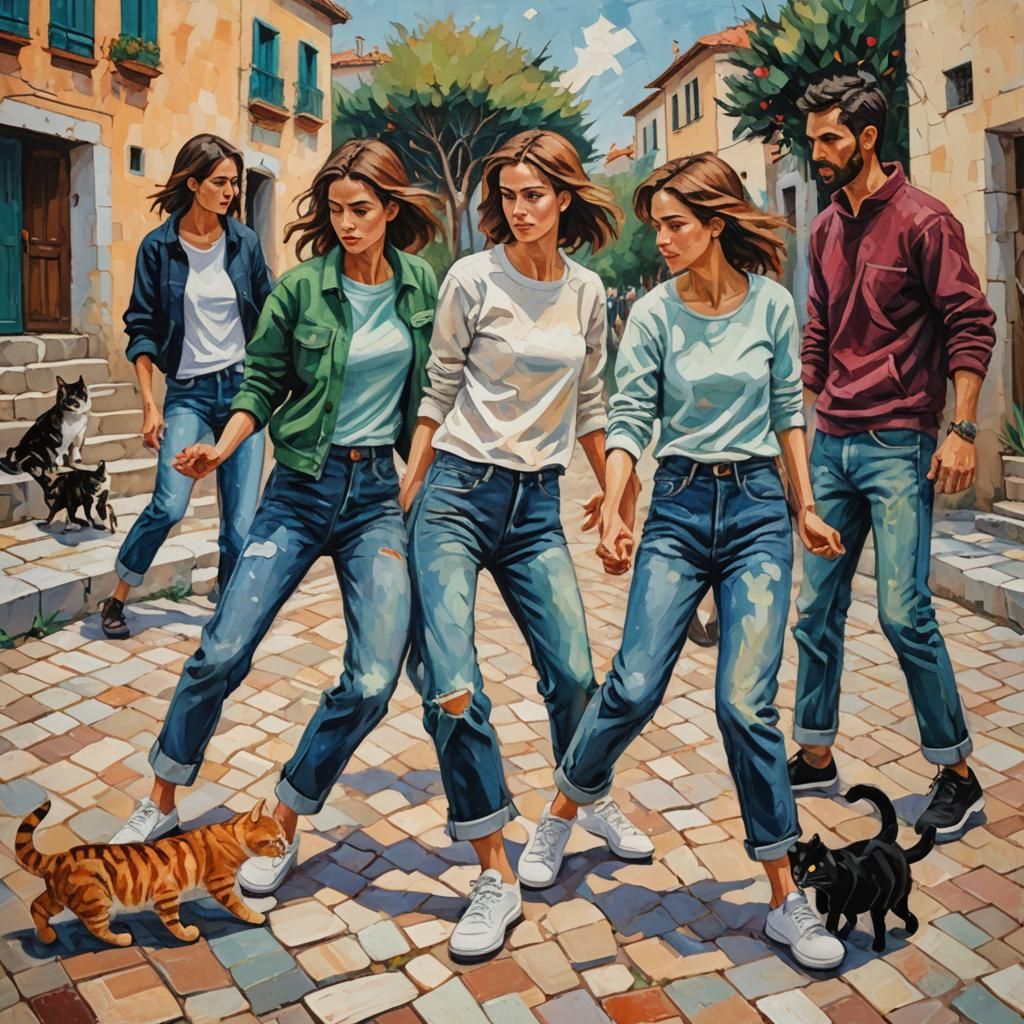 Mediterranean Melee: Expressionist Painting with Cats