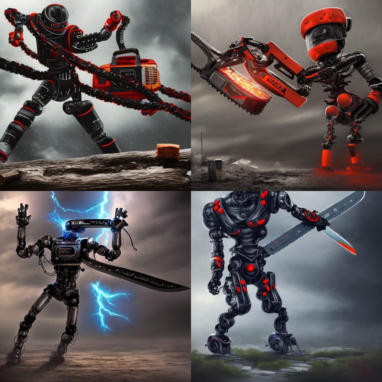 Ninja Robot with Chainsaw in Hyperreal 8K
