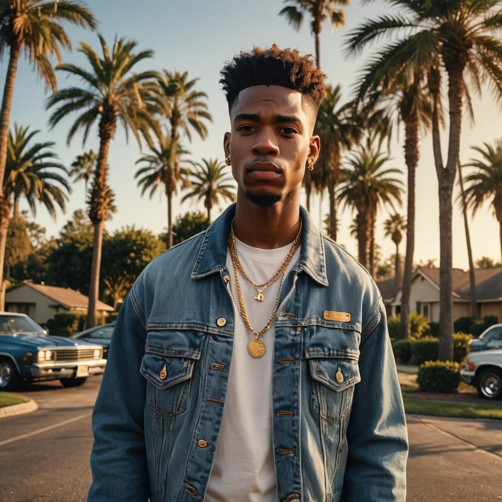 Photorealistic Portrait of a Young Man in 1980s Style