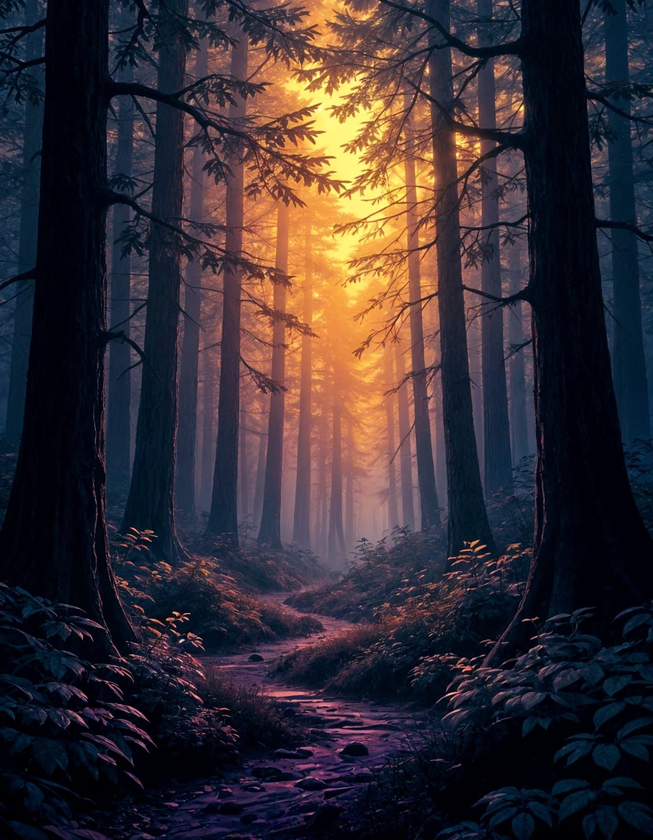 Dark Fantasy Woods, Hyperdetailed Splash Screen Art