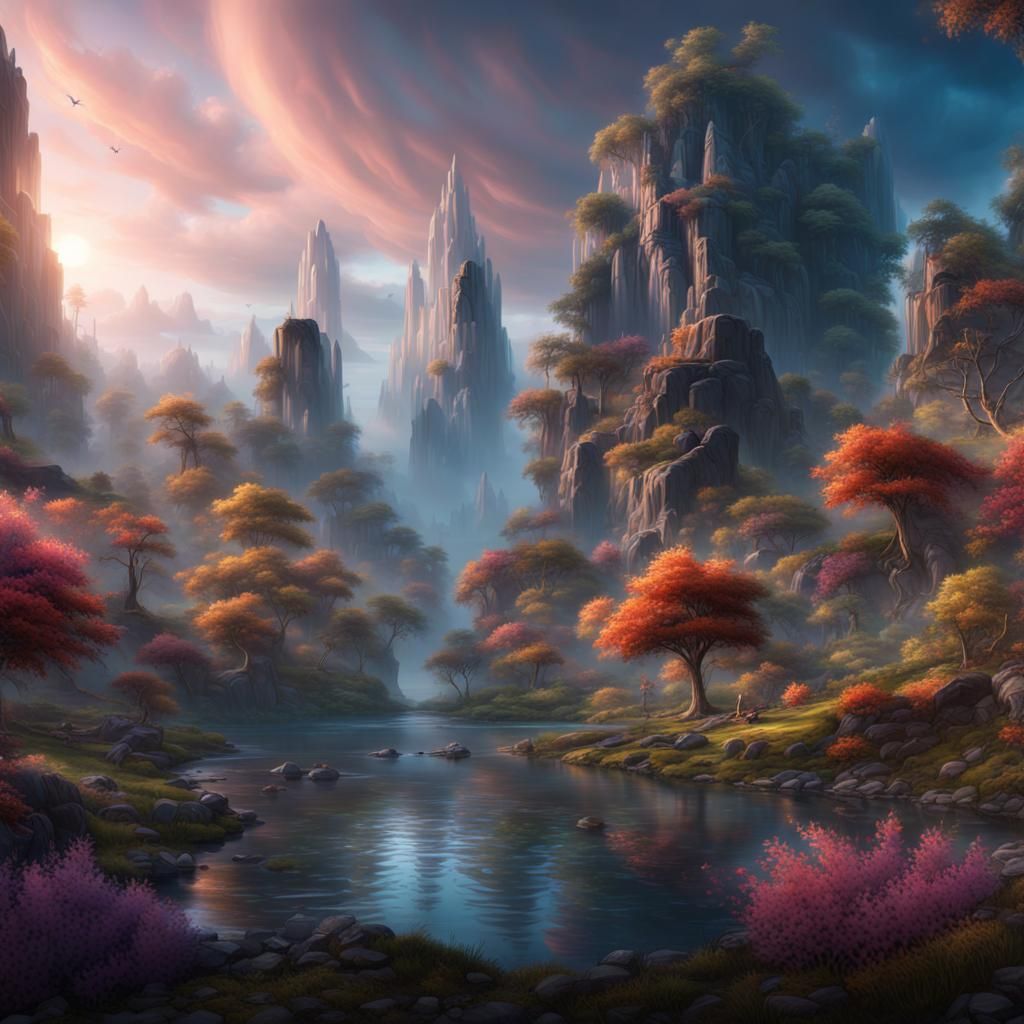 Mystical Nature Scene in Magical Colors