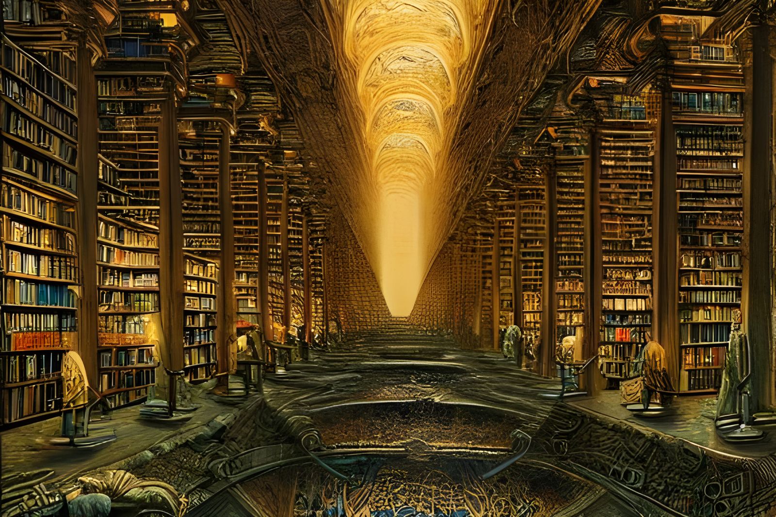 Psychedelic Library of Alexandria in Detailed Digital Art