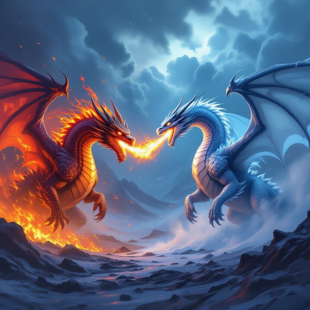 Inferno vs Blizzard Dragons in Epic Battle