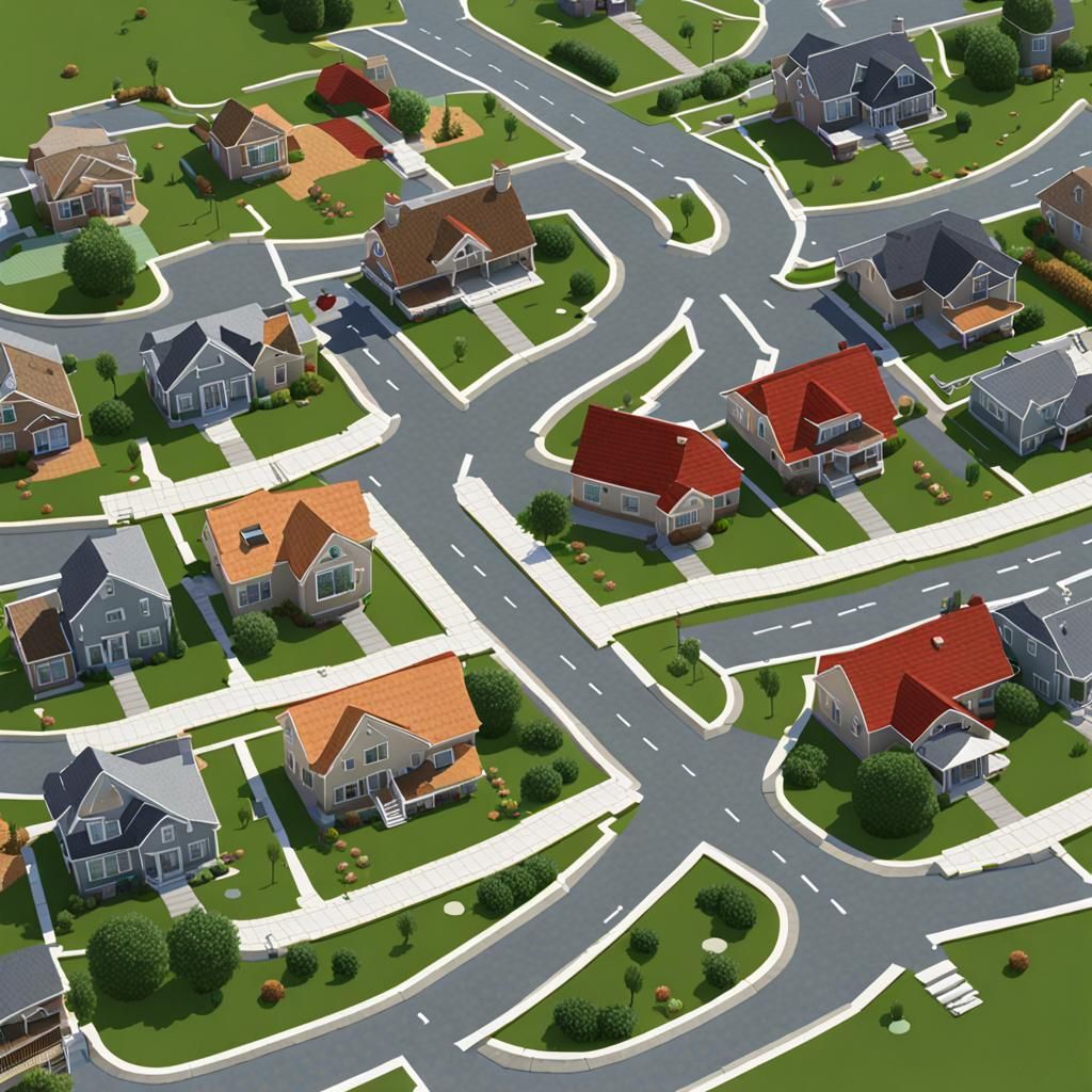 American Suburb Simulation in 3D