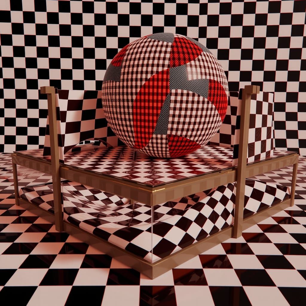 Mesmerizing Optical Illusion in 3D Render with Gingham Patte...
