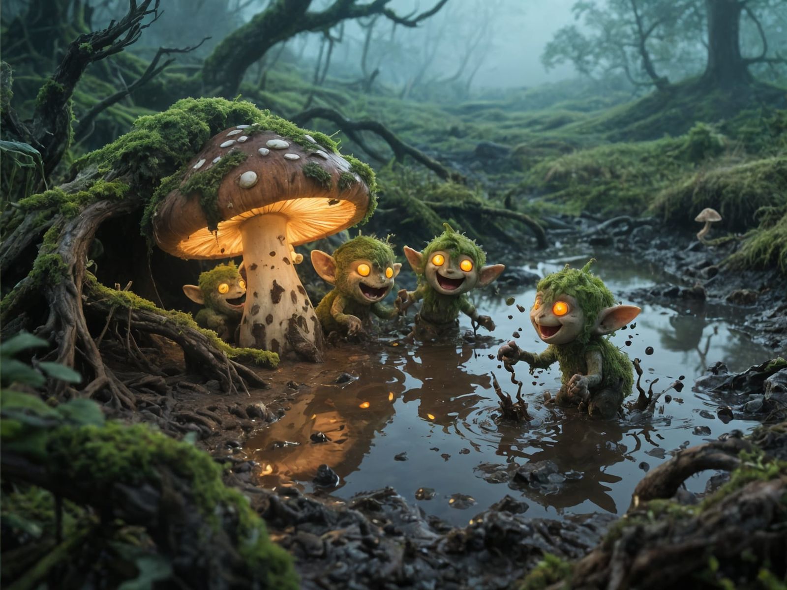 Whimsical Torfnee Adventure in Misty Moorland