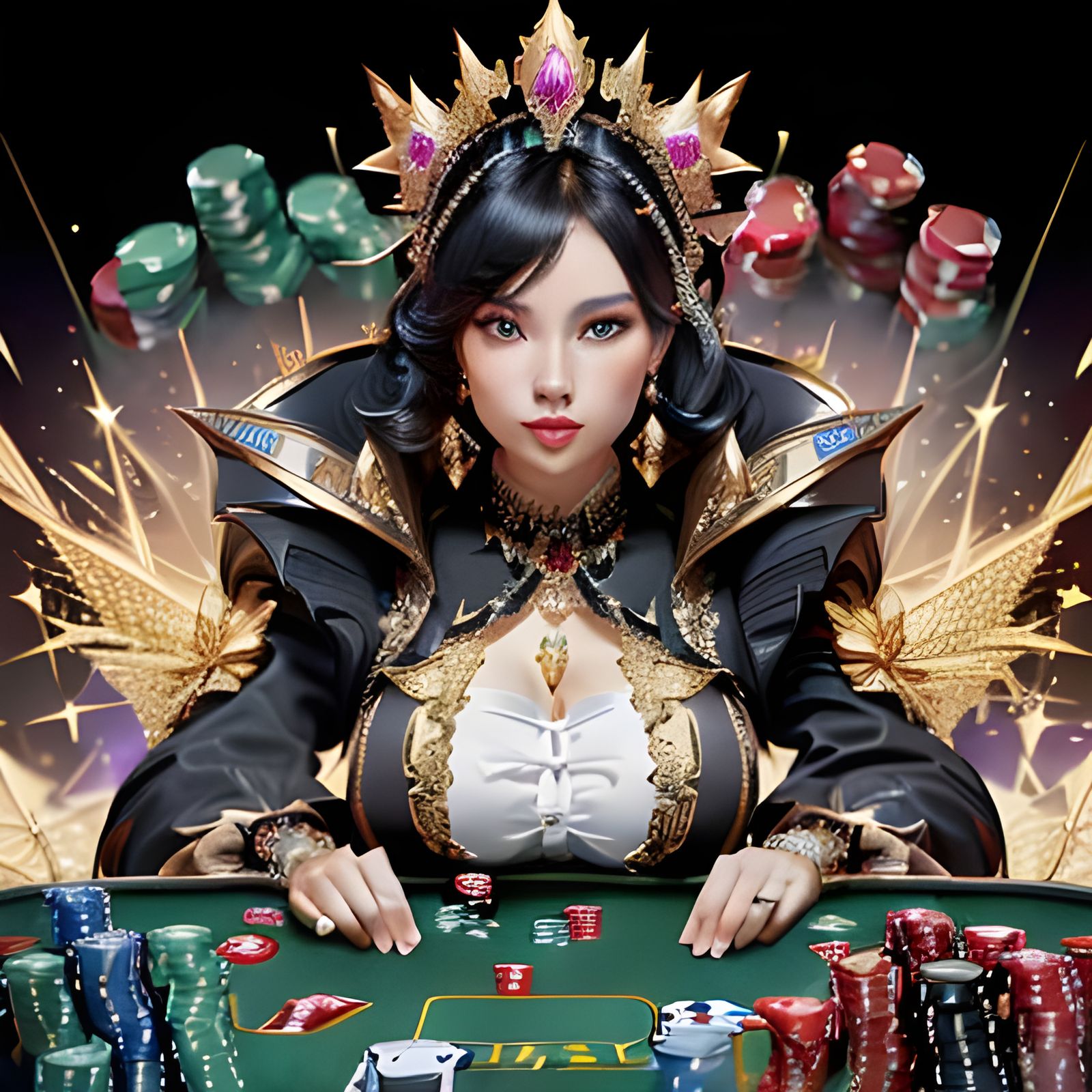 Poker Player in Extravagant Futuristic Garment