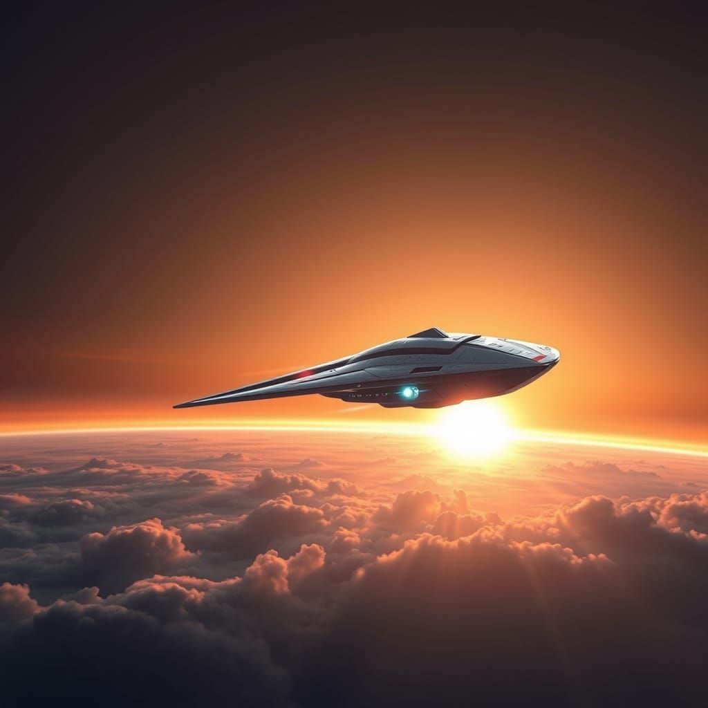 Sword-Shaped Spaceship Embarks on Sacred Cosmic Quest