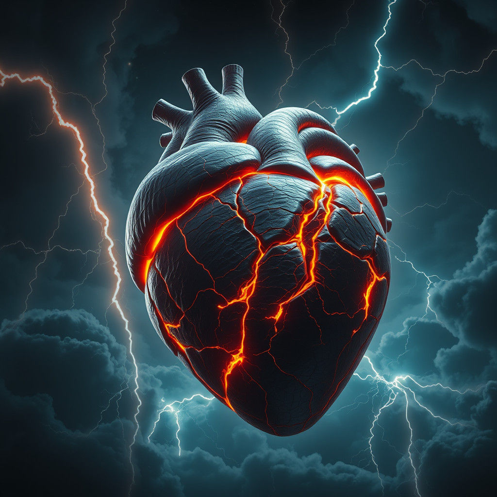 Colossal Heart in Storm, a Surreal Vision