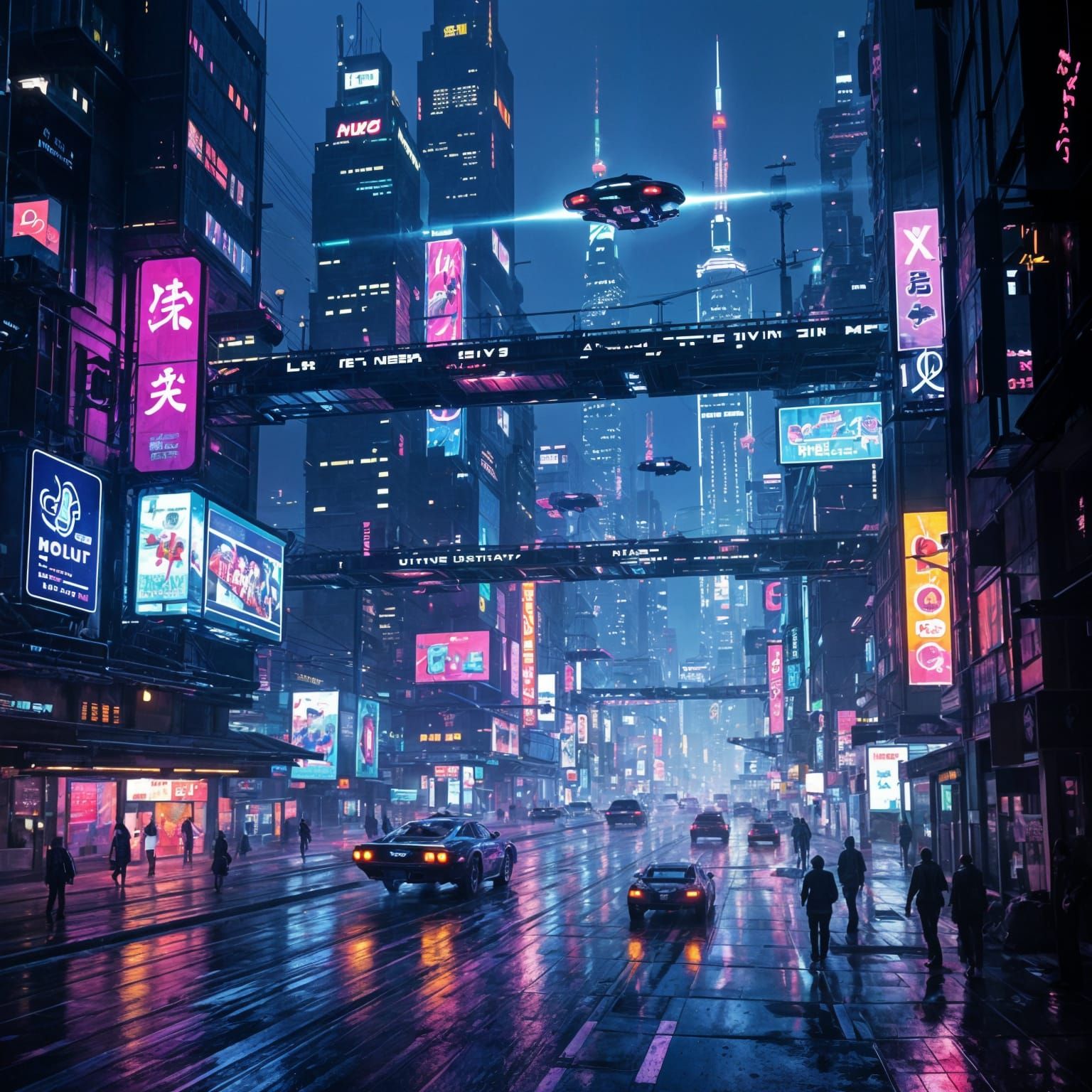 Futuristic Cyberpunk Cityscape at Night