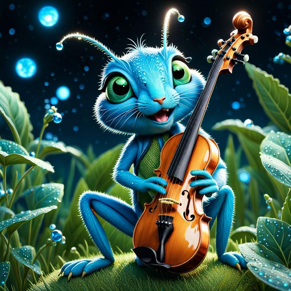 Cricket's Starlit Serenade: A Fantasy Digital Art