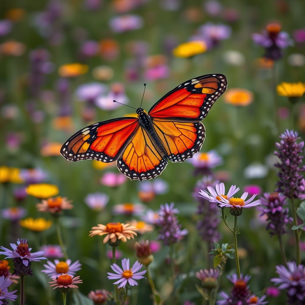 Majestic Monarch Butterfly in a Vibrant Meadow