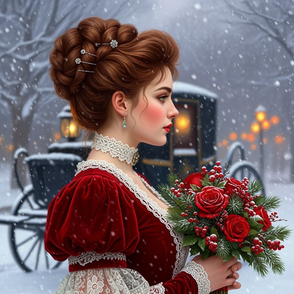 Elegant Victorian Woman in Winter Portrait