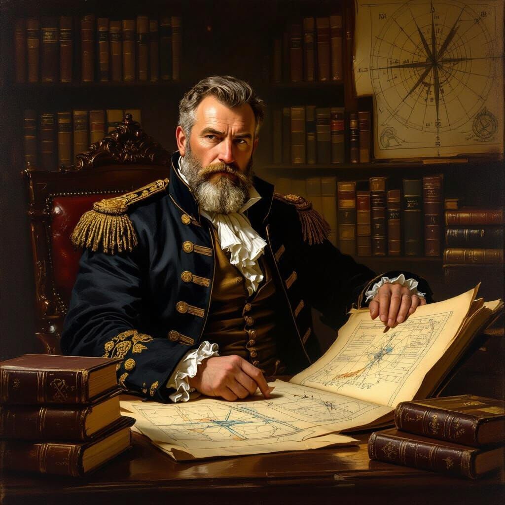 Admiral in Study, Rembrandt and Gurney Style