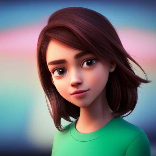 Girl with Brown Hair in 3D Digital Art