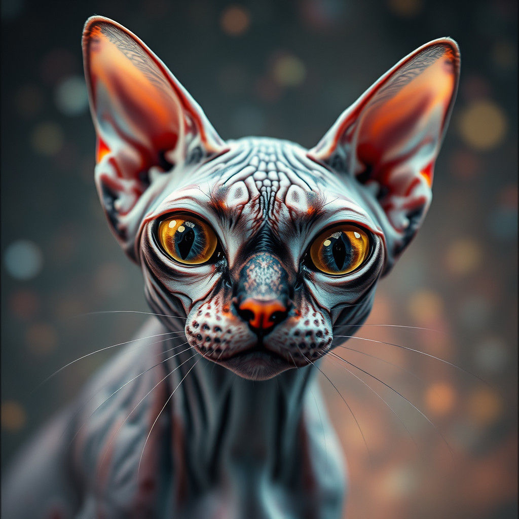 Surreal Alien Cat Stares Intensely