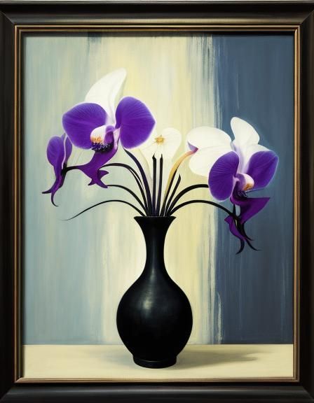 Abstract Black Orchid Painting