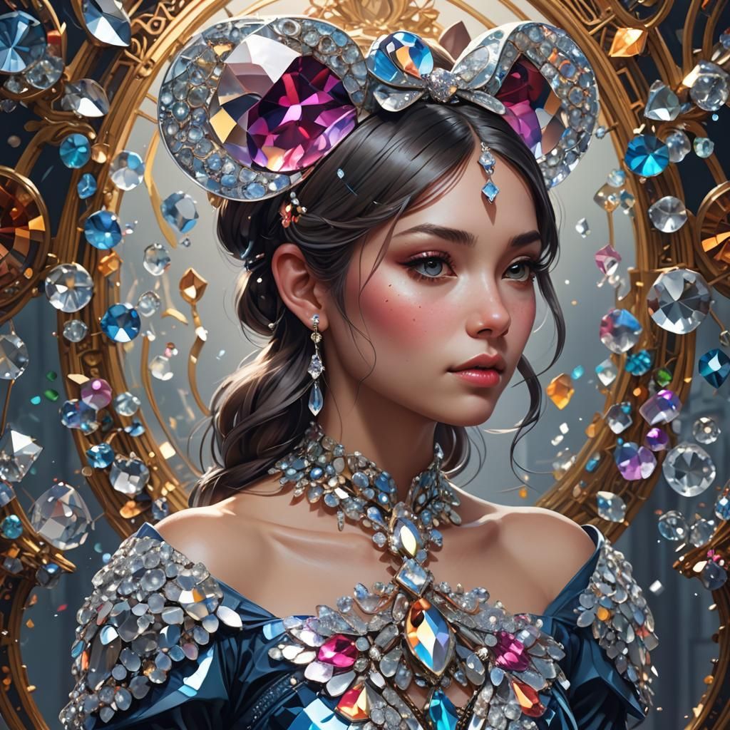 Swarovski Crystal Mini Mouse Portrait in Artgerm Style