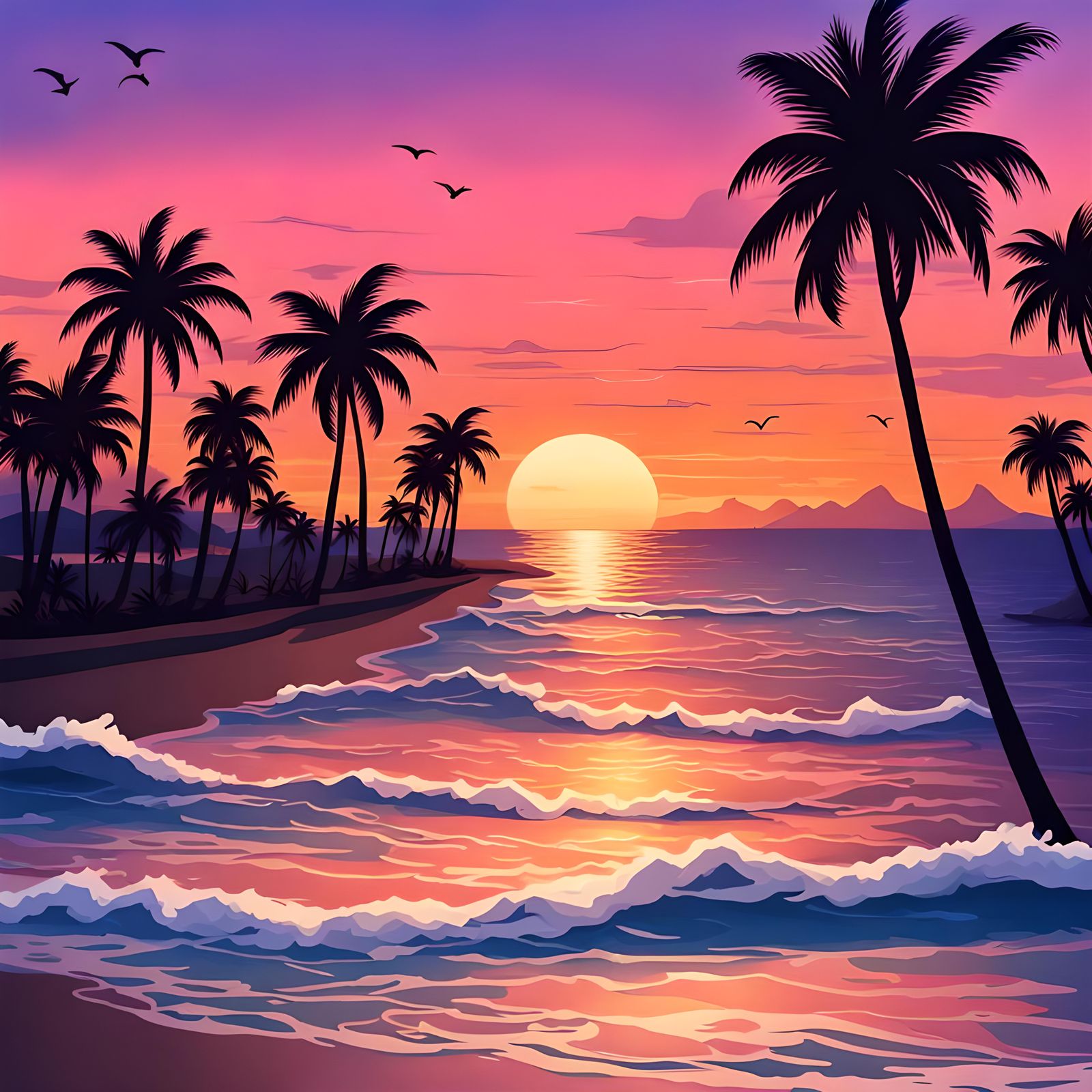 Tranquil Dusk Seascape with Vibrant Sunset Hues