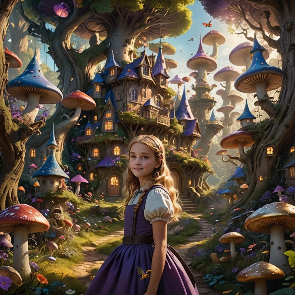 Alice in Whimsical Forest, Digital Matte Painting