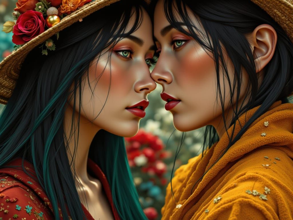 Darkly Romantic Ethereal Scene with Vibrant Hues