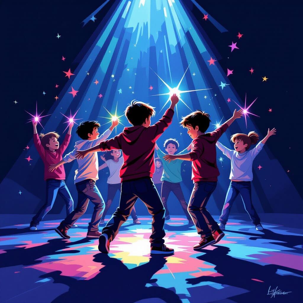 Dynamic Flashlight Dance in a Dark Hallway