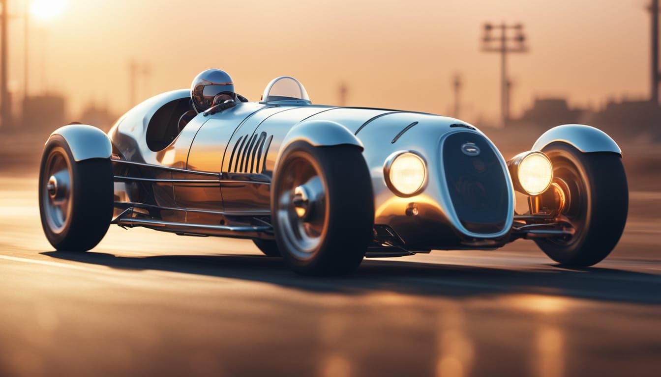 Retro Futuristic Formula Car in Hyper-Realistic Digital Art