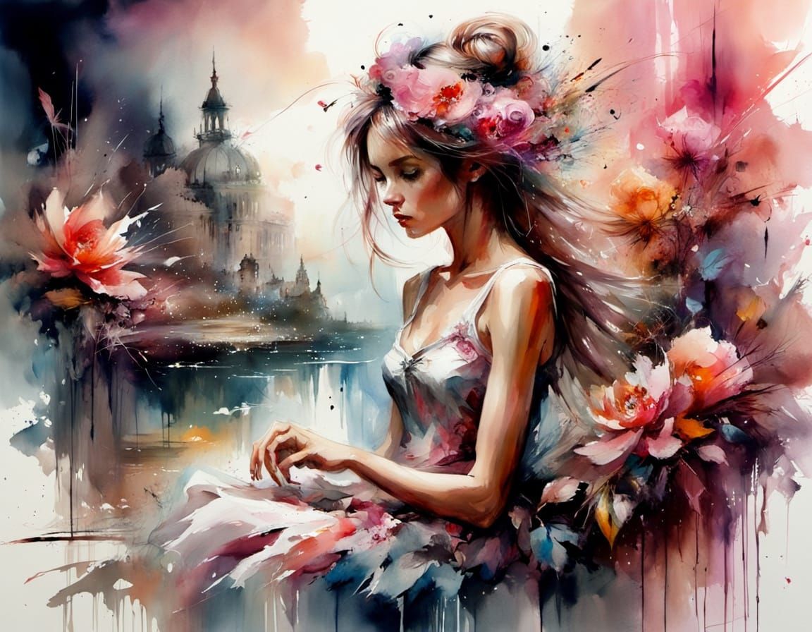 Ethereal Watercolor in Dusky Pink Space