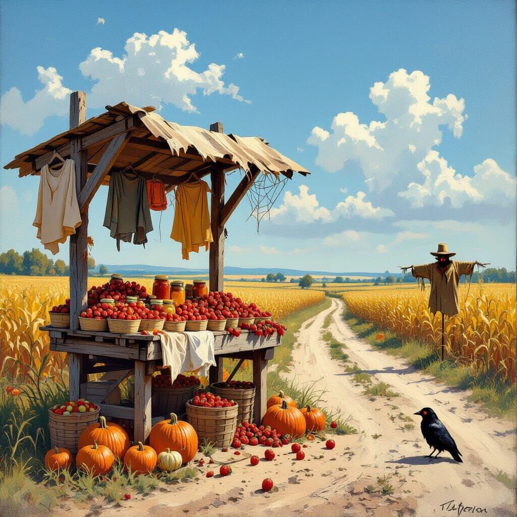 Autumn Market Stall with Sinister Undertones