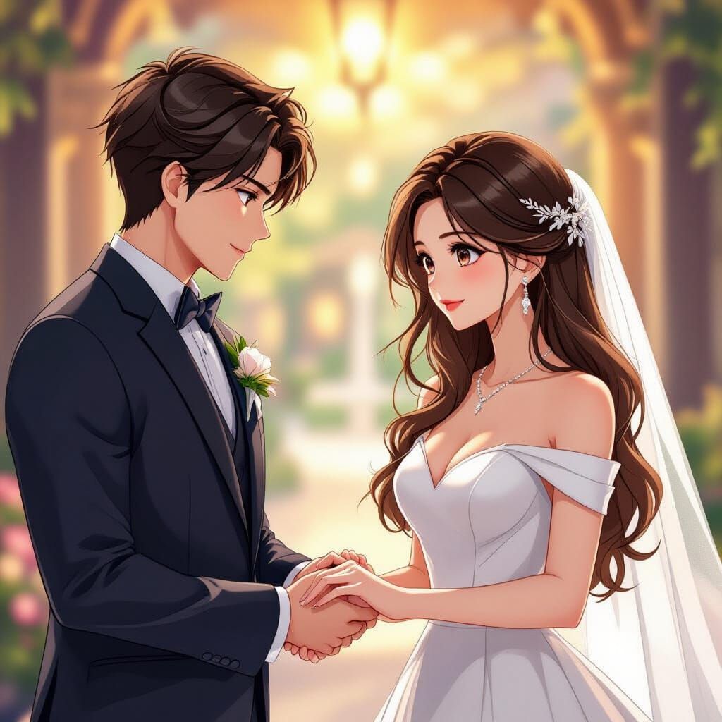 Anime Wedding Vows: Bride and Groom Exchange Rings