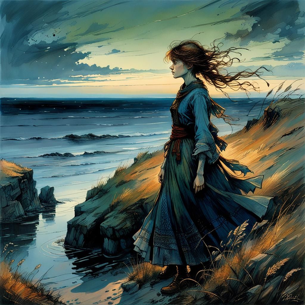 Fehmarn Coast at Sunset in Romantic Style