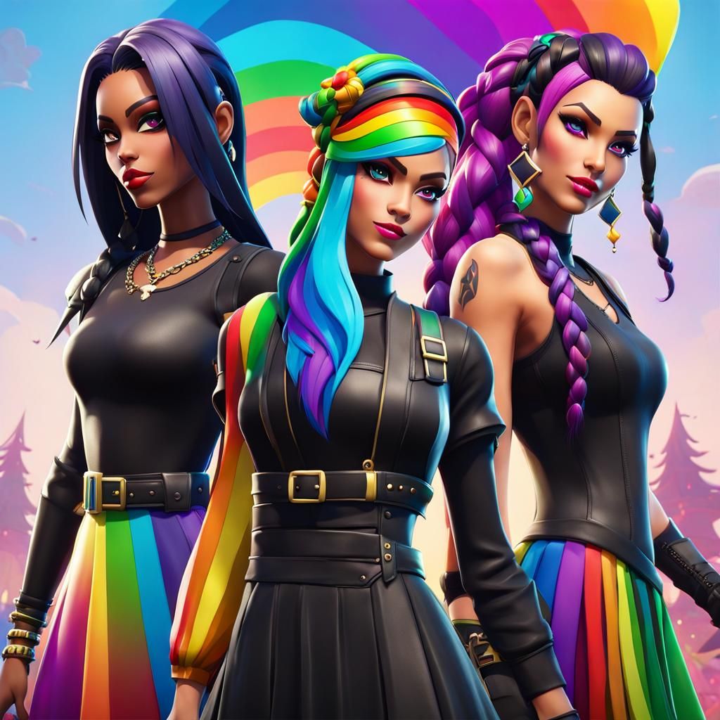 Gothic Rainbow Character in Game Style