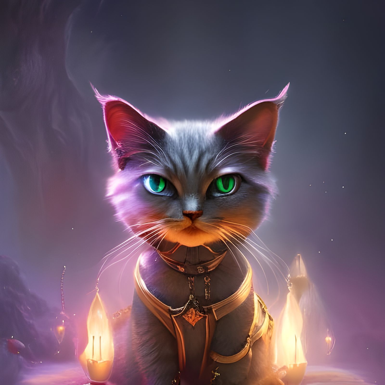 Cute Kitten Demon with Wizard Hat in 3D
