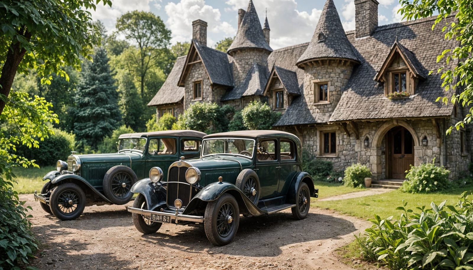 Vintage Cars in Enchanted Forest Setting