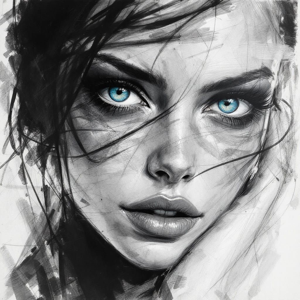 Soulful Expressionist Portrait in Charcoal