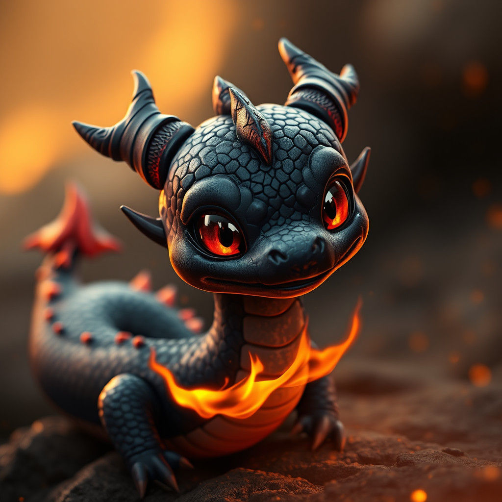 Fiery Dragon Snake: A Fantastical Matte Painting