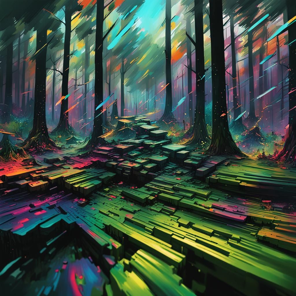 Glitch Matrix: Fractal Code in Graffiti Art Style