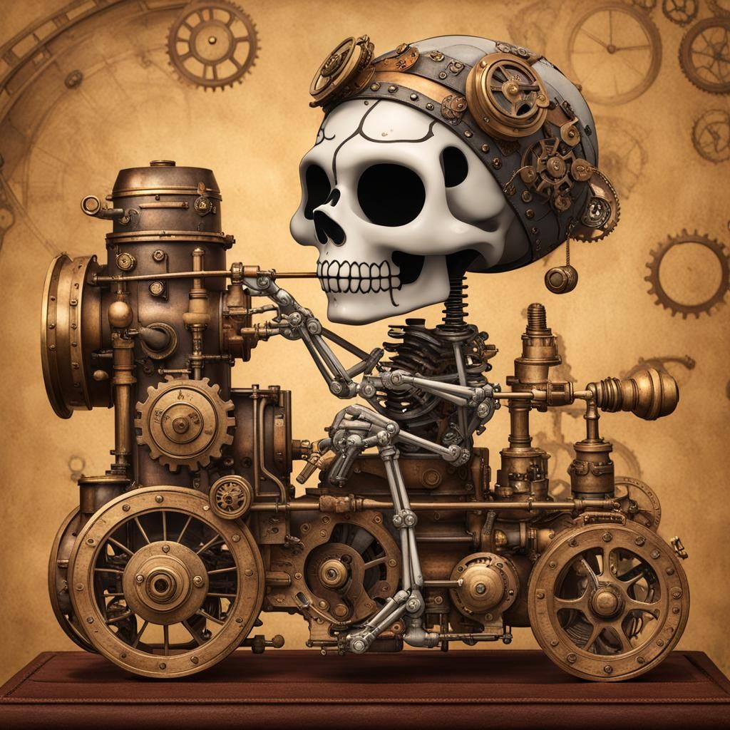 Betty Boop Skeleton with Steampunk Engine