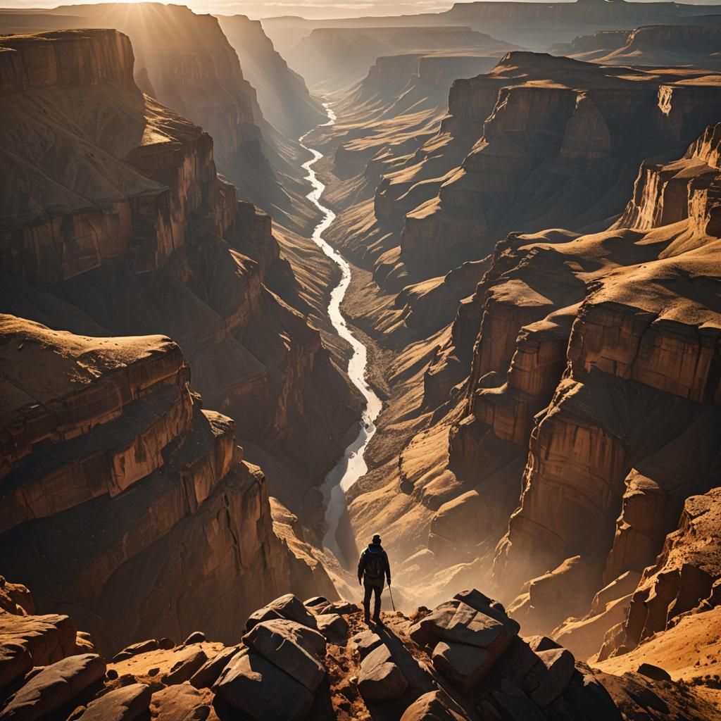 Vast Canyon Landscape with Golden Light