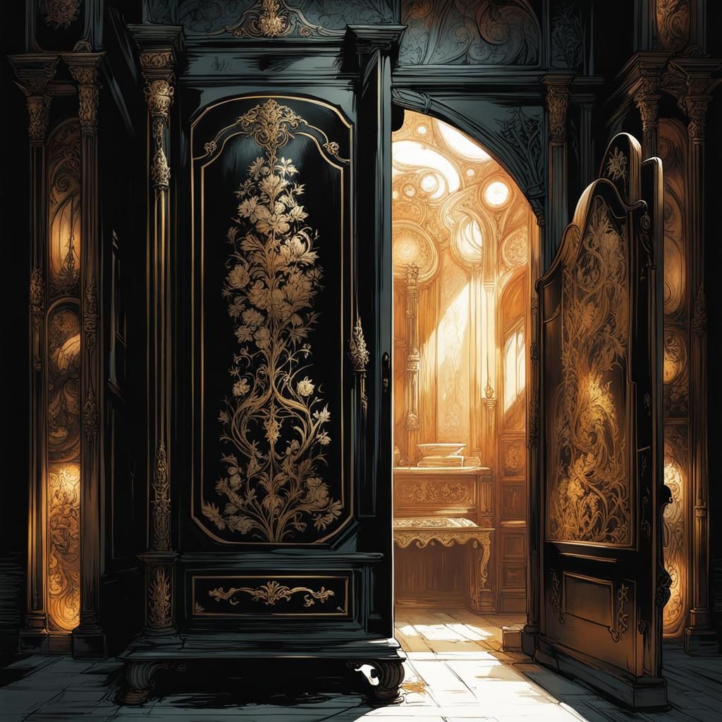 Narnia Wardrobe Portal with Tendril Motifs