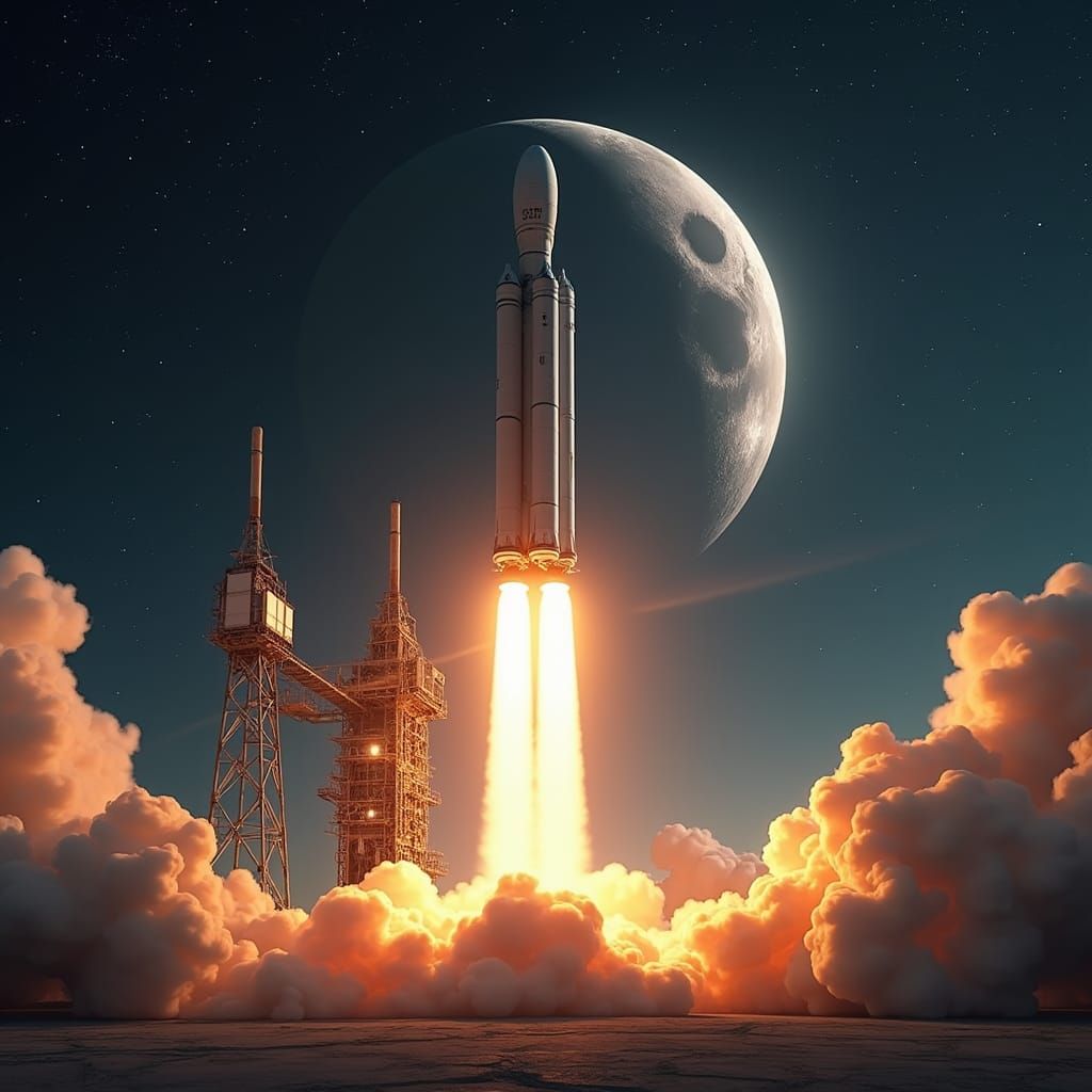 SpaceX Rocket Launch in Futuristic Style