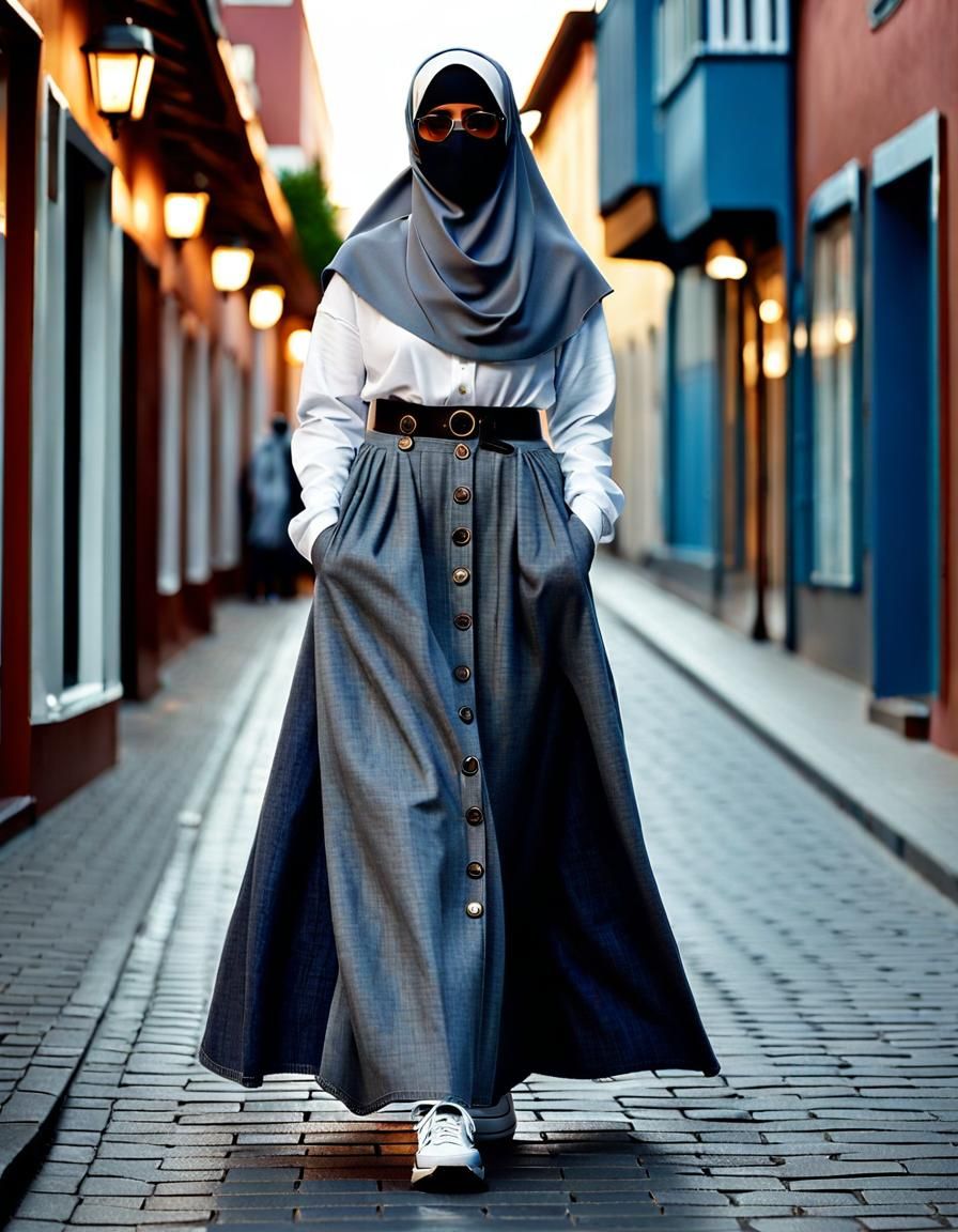 Hypernatural Portrait of Niqabi Woman in City